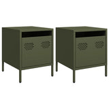 Bedside Cabinets 2 pcs Olive Green 35x39x43.5 cm Steel 851253