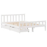 Bed Frame without Mattress White 150x200 cm King Size Solid Wood Pine 3301582