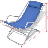 Sunlounger Set of 2 Blue Powder-coated steel frame, PVC seat 42935