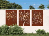 Garden Wall Decorations 3 pcs 105x55 cm Corten Steel Tree Design 824511