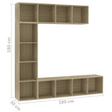 3 Piece Book/TV Cabinet Set Sonoma Oak 180x30x180 cm 278791
