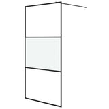 Walk-in Shower Wall Black 100x195 cm Half Frosted ESG Glass 152107