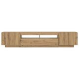 TV Cabinet with LED Lights Artisan Oak 200x35x40 cm Engineered Wood 3329166