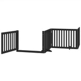 Dog Gate with Door Foldable 4 Panels Black 320 cm Poplar Wood 352257
