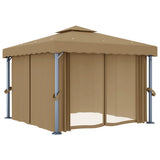 Gazebo with Curtain 3x3 m Taupe Aluminium 3068557