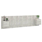 Bed Headboard with Cabinets Concrete Grey Engineered Wood 3115735
