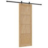 Sliding Door Natural and Black 73.5 x 211 cm Solid Pine Wood 3445513