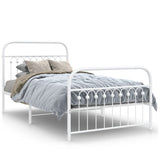 Metal Bed Frame without Mattress with Footboard White 100x190cm 376661