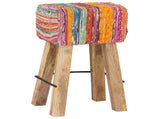Bar Stool 2 pcs Multicolour 44 x 33 x 74 cm Real Leather 42042128