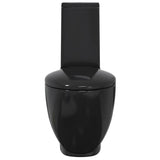 WC Ceramic Toilet Bathroom Round Toilet Bottom Water Flow Black 141136