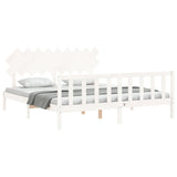 Bed Frame without Mattress White Super King Size Solid Wood Pine 3193482