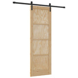 Sliding Door Natural and Black 73.5 x 211 cm Solid Pine Wood 3445396
