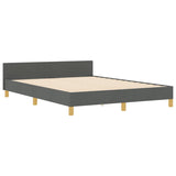 ZNTS Bed Frame in Dark Grey, 140x200 cm, Fabric 3344810
