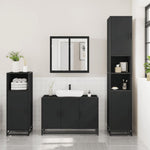 ZNTS 3 Piece Bathroom Furniture Set Black Engineered Wood 3300950