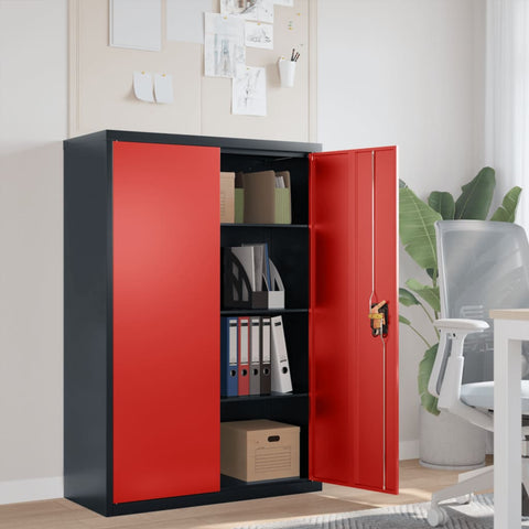 ZNTS File Cabinet Anthracite and Red 90x40x140 cm Steel 339749