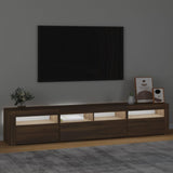TV Cabinet with LED Lights Brown Oak 210x35x40 cm 3152737