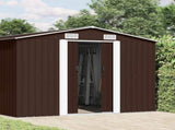Garden Shed Brown Galvanised steel Large Durable Garden Shed 143351