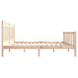 Bed Frame Natural Wood Solid Pine Wood Double Decorative Inlays 3100968