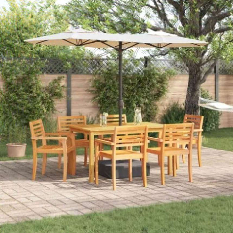 ZNTS 7 Piece Garden Dining Set - Solid Acacia Wood 3375666