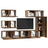 TV Cabinet Set Wall-mounted 6 pcs Old Wood Engineered Wood 3393264