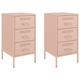 ZNTS Bedside Cabinets 2 pcs Pink 36x39x68 cm Steel 843081