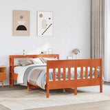 Bed Frame without Mattress Wax Brown 140x190 cm Solid Wood Pine 3306278