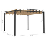 Gazebo with Louvered Roof 3x3 m Taupe Fabric and Aluminium 313925
