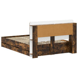 Bed Frame with Storage Smoked Oak 135 x 190 cm Engineered Wood 3434037