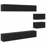 TV Cabinet Set Wall-mounted Black Oak Engineered Wood 3393352