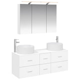 Bathroom Furniture Set 4 pcs White Engineered Wood and Glass 3407095