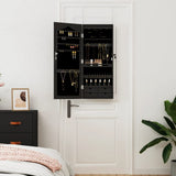 Mirror Jewellery Cabinet Wall Mounted Black 37.5x10x90 cm 353224