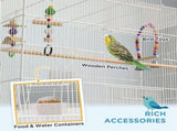 Bird Cage w/ Stand, Toys, Accessories, for Canaries, Finches, White T3398P349819