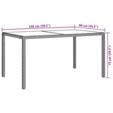 Garden Table 150x90x75 cm Tempered Glass and Poly Rattan Beige 316710