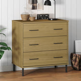 Sideboard with 3 Drawers Brown 77x40x79.5 cm Solid Wood OSLO 350979
