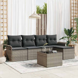 Outdoor Sofa with Cushion 6 pcs Grey Poly Rattan 3345329
