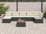 Garden Sofa Set with Cushion 8 pcs Black Poly Rattan 3347733
