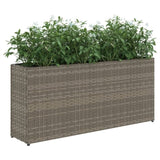 ZNTS Garden Planters with 2 Pots 2 pcs Grey 90x20x40 cm Poly Rattan 3210515