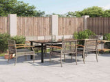 7 Piece Garden Dining Set with Cushions Grey Poly Rattan 3213621