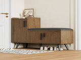 Modern Shoe Bench/ Storage Cabinet, Adjustable Storage Space for Boots or Heels, Asymmetrical Metal N896P457063N