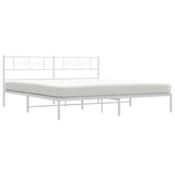 Metal Bed Frame without Mattress with Headboard White 193x203cm 355322