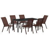 Garden Dining Set 7 pcs Brown and Black Powder-coated Steel 3379132