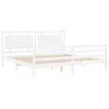 Bed Frame without Mattress White 200x200 cm Solid Wood 3194072