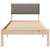 Bed frame Brown and taupe 75 x 190 cm Solid pine wood 878722