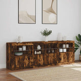 Sideboard with LED Lights Smoked Oak 202x37x67 cm 3209013