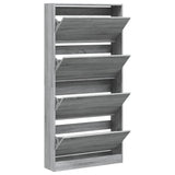 Shoe Cabinet with 4 Flip-Drawers Grey Sonoma 80x21x163.5 cm 3214369