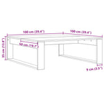 ZNTS Black Oak Coffee Table - 100x100x35 cm Made from Engineered Wood 862073