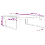ZNTS Black Oak Coffee Table - 100x100x35 cm Made from Engineered Wood 862073