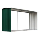 Garden Log Storage Shed Galvanised Steel 330x92x153 cm Green 47086