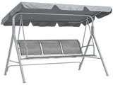 Metal Garden Swing Chair, 3-Seater Swing Seat, Patio Hammock Bench Canopy Lounger, Light Grey T3398P317652