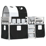 Bunk Bed without Mattress White&Black 90x200 cm Solid Wood Pine 3283985